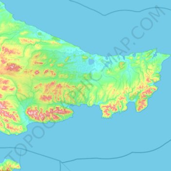 Topografische kaart Península Mitre, hoogte, reliëf