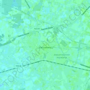 Topografische kaart Varsseveld, hoogte, reliëf