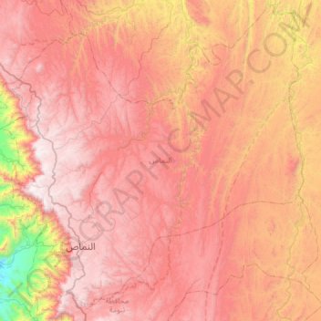 Topografische kaart An Nimas, hoogte, reliëf