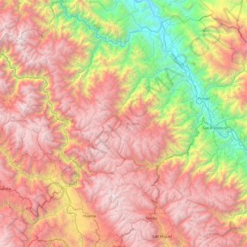 Topografische kaart Huanta, hoogte, reliëf