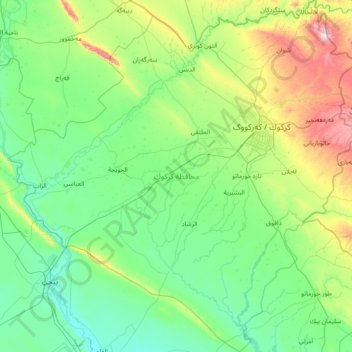 Topografische kaart Kirkuk (gouvernement), hoogte, reliëf