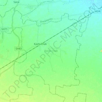 Topografische kaart Kashi Chak, hoogte, reliëf