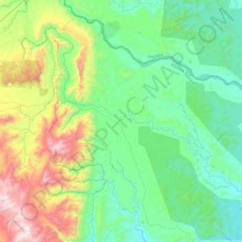 Topografische kaart Macuma, hoogte, reliëf