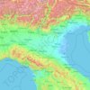 Topografische kaart Pianura Padana, hoogte, reliëf