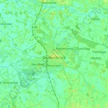 Topografische kaart Quakenbrück, hoogte, reliëf