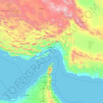Topografische kaart استان هرمزگان, hoogte, reliëf