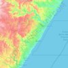 Topografische kaart Hibiscus Coast Local Municipality, hoogte, reliëf