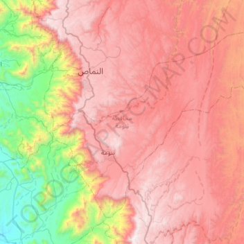 Topografische kaart Tanumah, hoogte, reliëf
