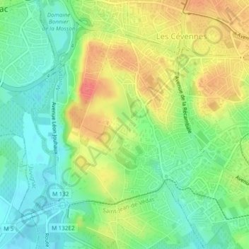 Topografische kaart La Martelle, hoogte, reliëf