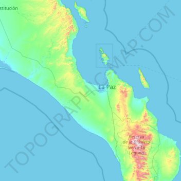 Topografische kaart Municipio de La Paz, hoogte, reliëf