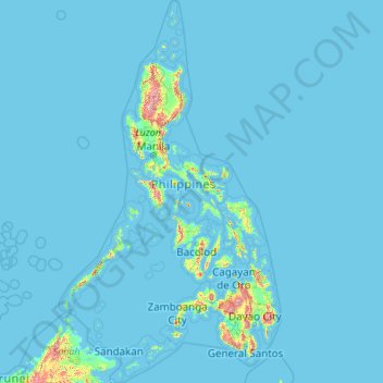 Topografische kaart Filipijnen, hoogte, reliëf