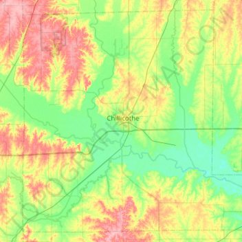 Topografische kaart Livingston County, hoogte, reliëf