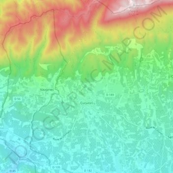 Topografische kaart Cucuron, hoogte, reliëf