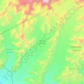 Topografische kaart Lacuna Glacier, hoogte, reliëf
