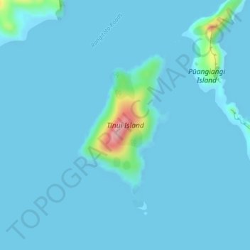 Topografische kaart Tīnui Island, hoogte, reliëf