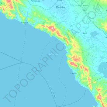 Topografische kaart Minalabac, hoogte, reliëf