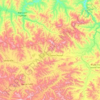 Topografische kaart Тариат, hoogte, reliëf