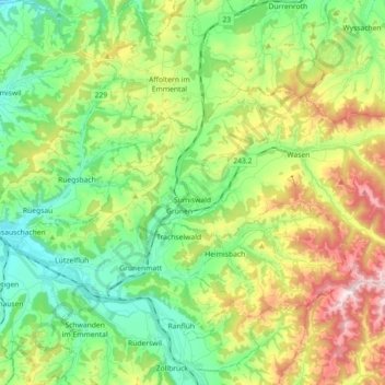 Topografische kaart Sumiswald, hoogte, reliëf