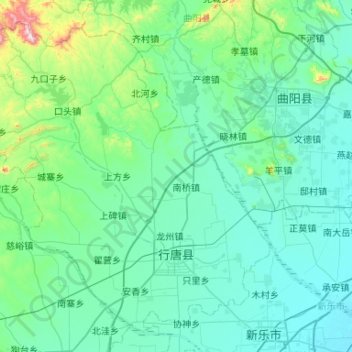 Topografische kaart Xingtang County, hoogte, reliëf