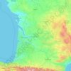 Topografische kaart Nouvelle-Aquitaine, hoogte, reliëf