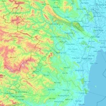 Topografische kaart Tỉnh Thanh Hóa, hoogte, reliëf