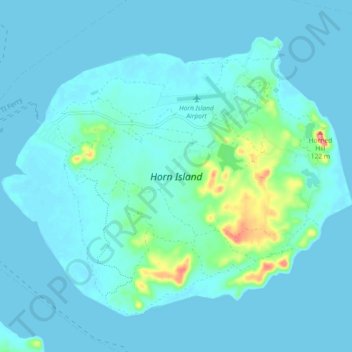 Topografische kaart Horn Island, hoogte, reliëf