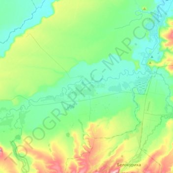 Topografische kaart Новотырышкинский сельсовет, hoogte, reliëf