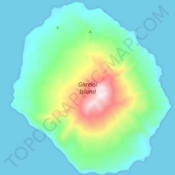 Topografische kaart Gareloi Island, hoogte, reliëf