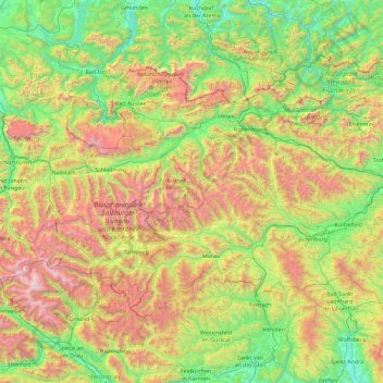 Topografische kaart Niedere Tauern, hoogte, reliëf