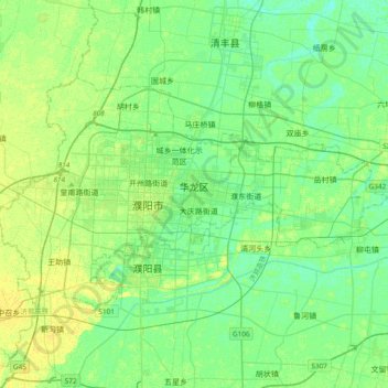 Topografische kaart 华龙区, hoogte, reliëf