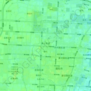 Topografische kaart 濮上街道, hoogte, reliëf