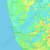 Topografische kaart Ashtamudi Lake, hoogte, reliëf