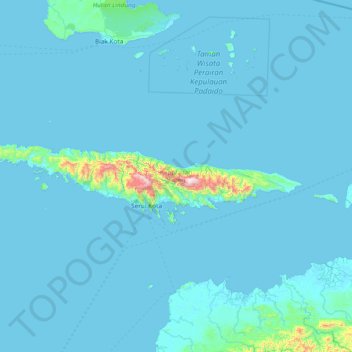 Topografische kaart Yapen, hoogte, reliëf