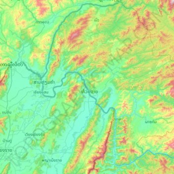 Topografische kaart Bokeo, hoogte, reliëf