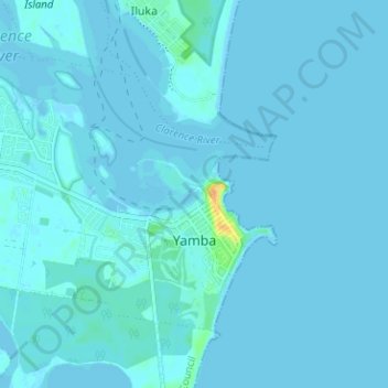 Topografische kaart Yamba, hoogte, reliëf