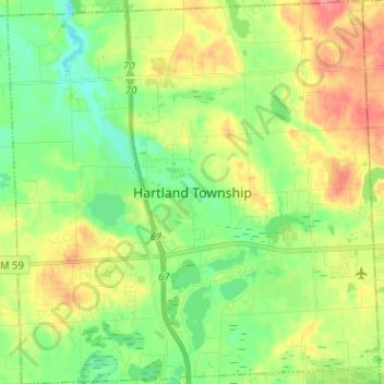 Topografische kaart Hartland Township, hoogte, reliëf
