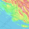 Topografische kaart Šibensko-kninska županija, hoogte, reliëf