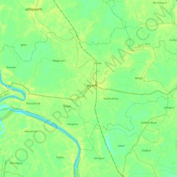 Topografische kaart মধুখালী উপজেলা, hoogte, reliëf