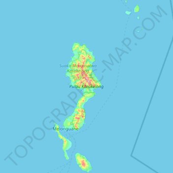 Topografische kaart Kabupaten Kepulauan Talaud, hoogte, reliëf