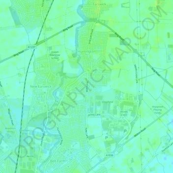 Topografische kaart Huntington, hoogte, reliëf