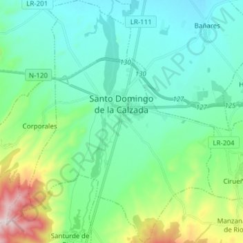 Topografische kaart Santo Domingo de la Calzada, hoogte, reliëf