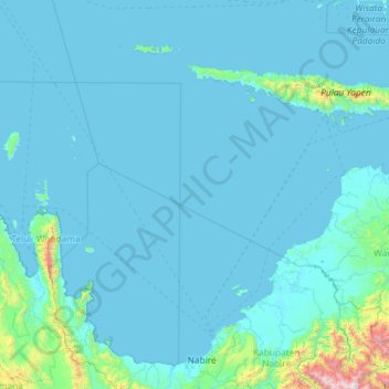 Topografische kaart Cenderawasih Bay, hoogte, reliëf