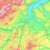 Topografische kaart Landkreis Bad Kreuznach, hoogte, reliëf