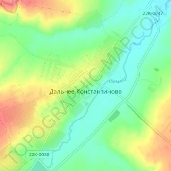 Topografische kaart Дальнее Константиново, hoogte, reliëf