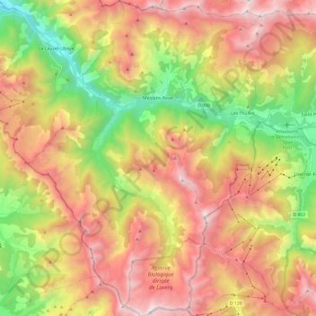 Topografische kaart Méolans-Revel, hoogte, reliëf