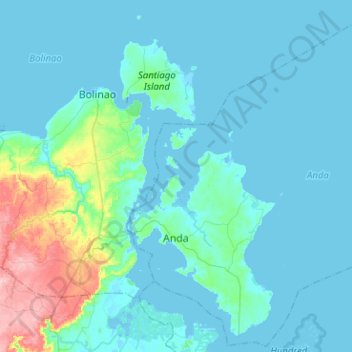Topografische kaart Anda, hoogte, reliëf