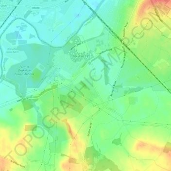 Topografische kaart Drakelow, hoogte, reliëf