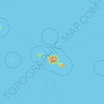 Topografische kaart Îles du Vent, hoogte, reliëf