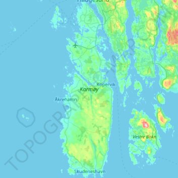 Topografische kaart Karmøy, hoogte, reliëf