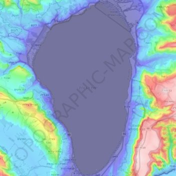 Topografische kaart Meer van Tiberias, hoogte, reliëf